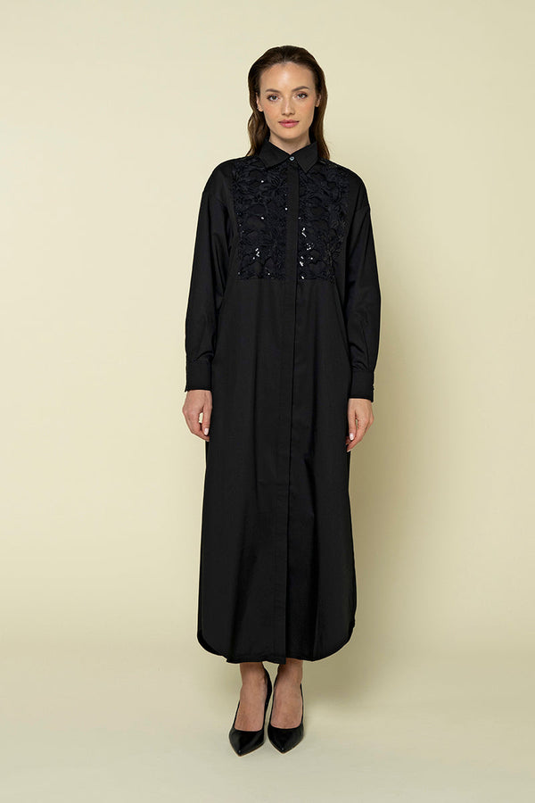CHIARA EMBROIDERED LONG LINE SHIRT