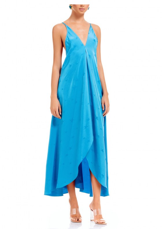 Blue halter neck maxi dress