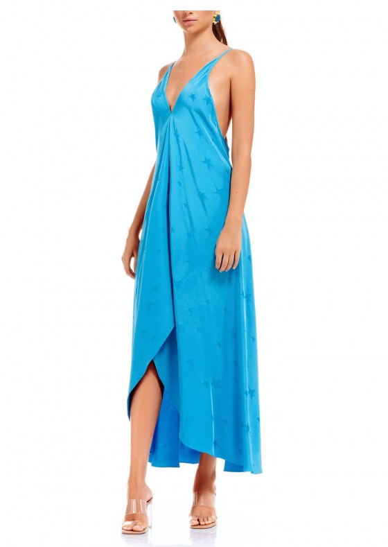 Blue halter neck maxi dress