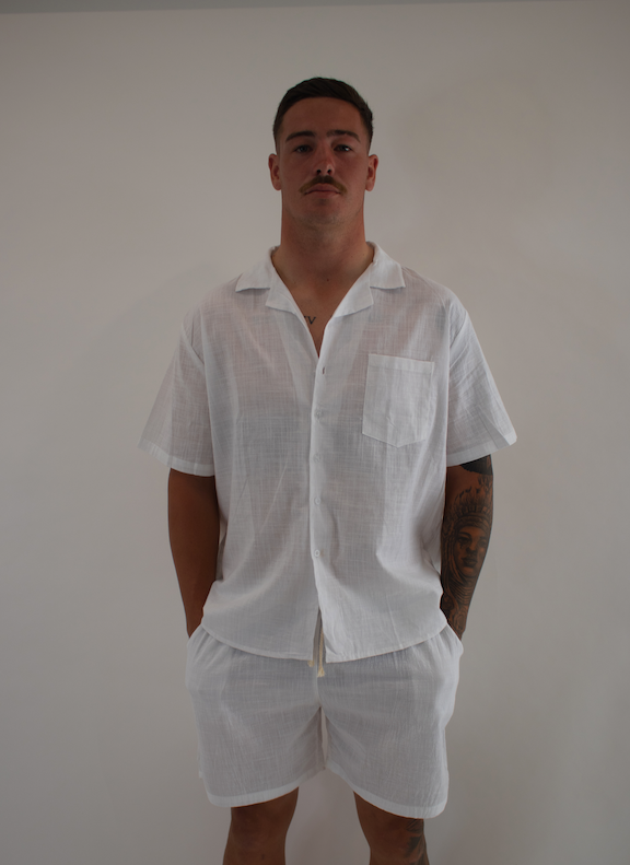 MENS BUTTON UP SHIRT WHITE