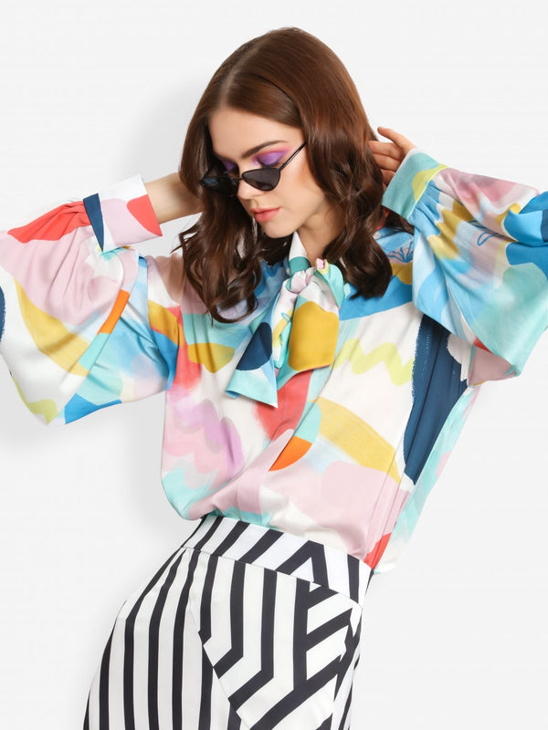 BOW SHIRT WITH FULL SLEEVES