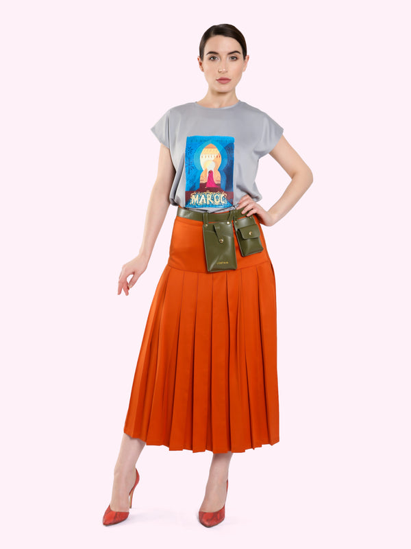 MAROC PRINT SILK SATIN TOP