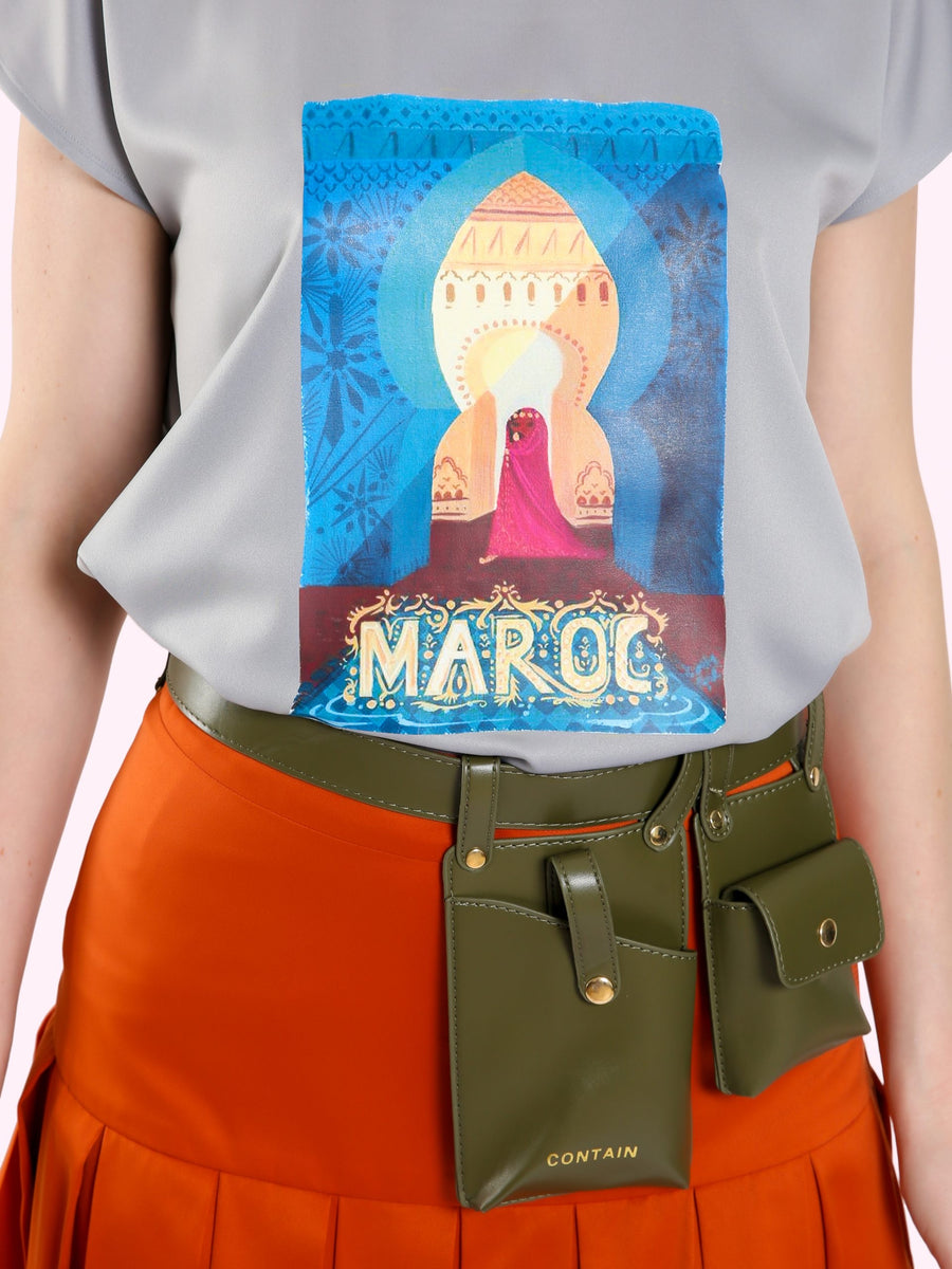 MAROC PRINT SILK SATIN TOP