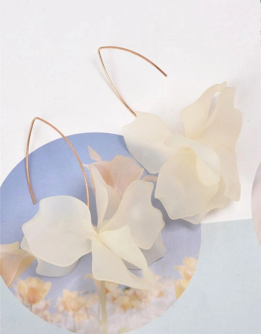 White/Brown Acrylic floral Drop Earring