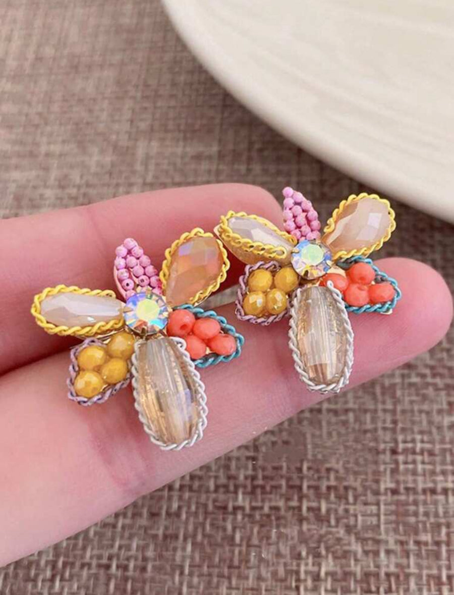 Rhinestone Flower Earrings