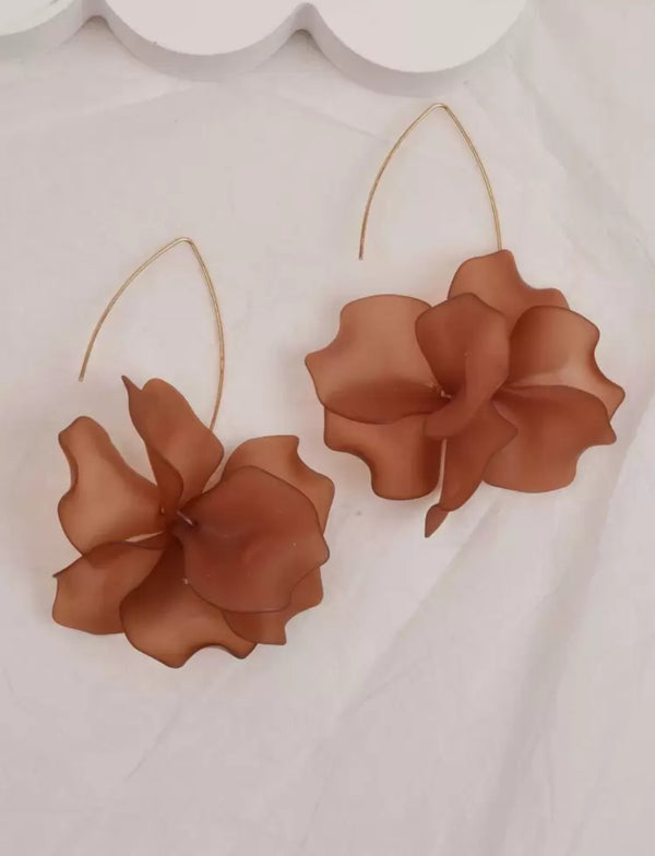 White/Brown Acrylic floral Drop Earring