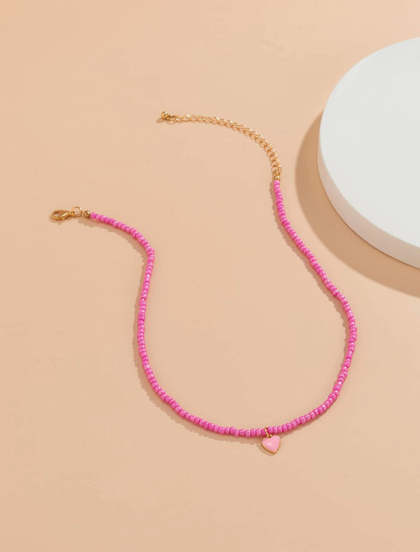 Heart Charming Beaded Necklace
