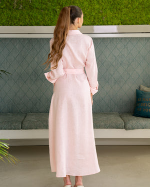 BEYOU LINEN WRAP DRESS UNDER THE SEA PINK