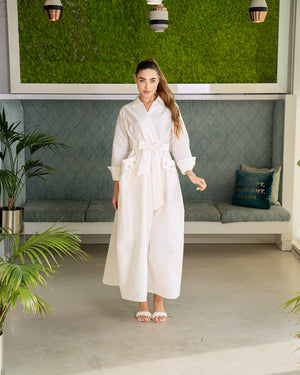 BEYOU WRAP DRESS WHITE (INDIAN SILK)