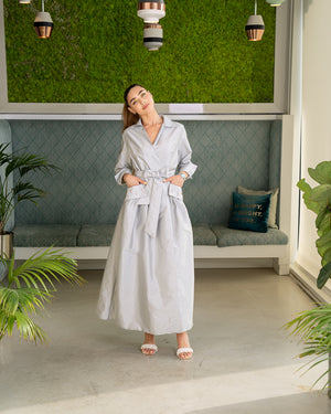 BEYOU WRAP DRESS GREY (INDIAN SILK)