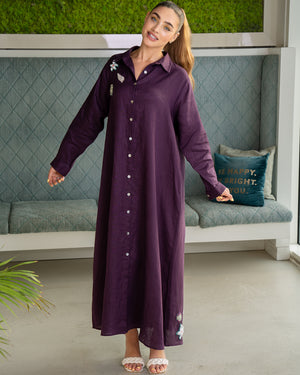 BEYOU UNDER THE SEA PURPLE SHIRT DRESS