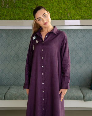 BEYOU UNDER THE SEA PURPLE SHIRT DRESS