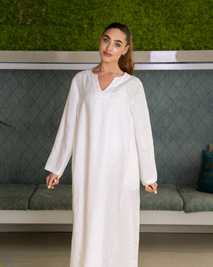 BEYOU LINEN V NECK DRESS