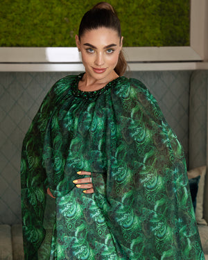 BEYOU GREEN CAPE DRESS
