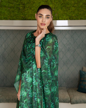 BEYOU GREEN CAPE DRESS