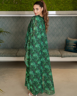BEYOU GREEN CAPE DRESS