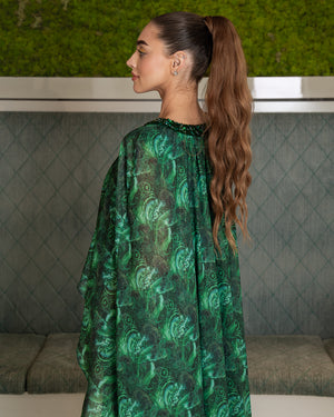 BEYOU GREEN CAPE DRESS