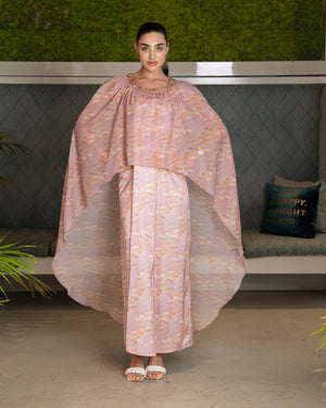 BEYOU DUSTY PINK  CAPE DRESS