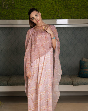 BEYOU DUSTY PINK  CAPE DRESS