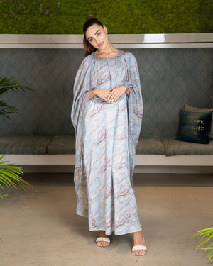 BEYOU STONE BLUE CAPE DRESS