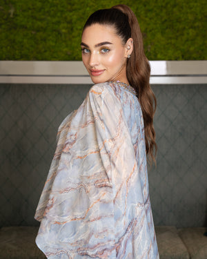 BEYOU STONE BLUE CAPE DRESS