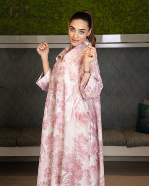 BEYOU TREE PRINT COTTON DRESS W/COLLAR IN PINK