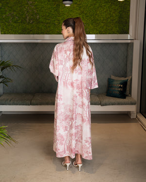 BEYOU TREE PRINT COTTON DRESS W/COLLAR IN PINK