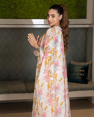 BEYOU PINK FLORAL CAPE DRESS