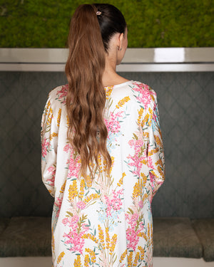 BEYOU 3D PINK FLORAL  DRESS W/PEARLS