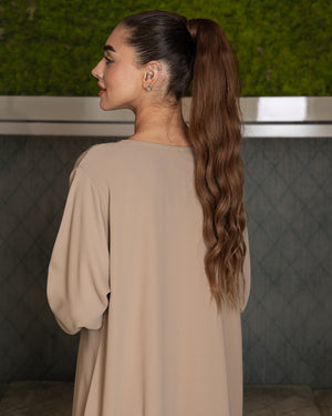 BEYOU BEIGE JALABIYA W/ARABIC STYLE EMBROIDERY