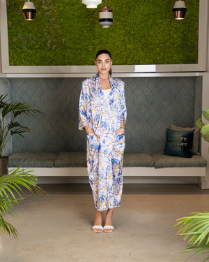 BEYOU BLUE FLORAL TWISTED DRESS