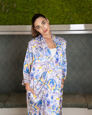BEYOU BLUE FLORAL TWISTED DRESS
