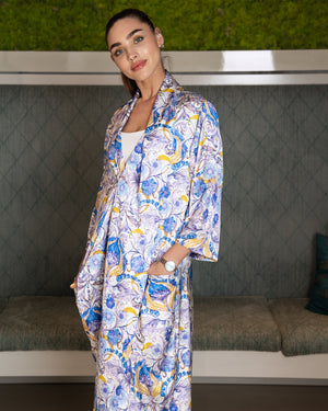 BEYOU BLUE FLORAL TWISTED DRESS