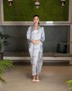 BEYOU STONE BLUE TWISTED DRESS