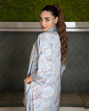 BEYOU STONE BLUE TWISTED DRESS