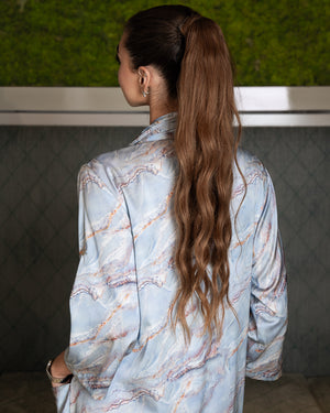 BEYOU STONE BLUE TWISTED DRESS