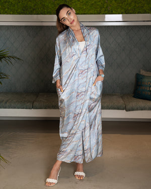 BEYOU STONE BLUE TWISTED DRESS