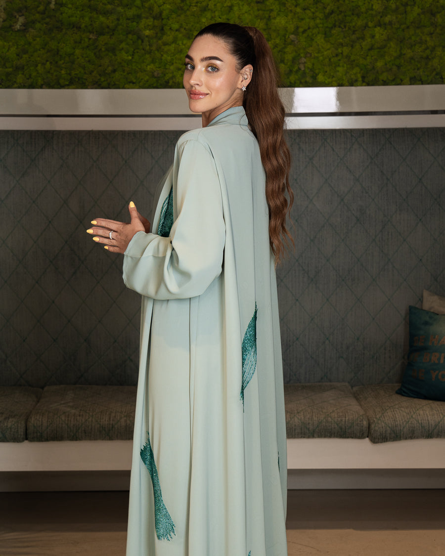 BEYOU MINT ABAYA W/BEADS