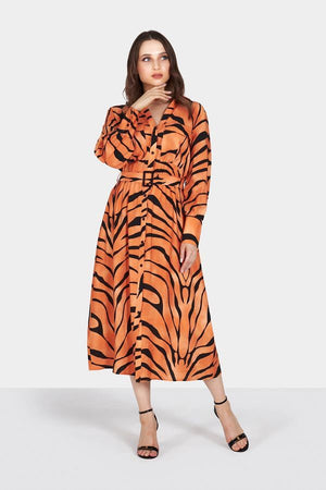 Orange and Black Maxi Dress -CAT-IB-8244