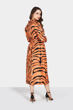 Orange and Black Maxi Dress -CAT-IB-8244