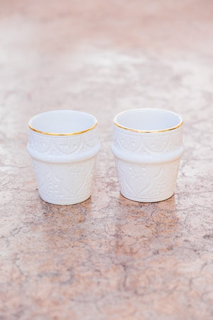 SET OF 2 CUPS COFFEE CERAMIC PRINTING GOLD