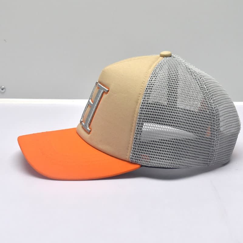 H HEAD CAP-Orange/beige/white