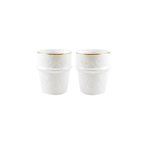 SET OF 2 CUPS COFFEE CERAMIC PRINTING GOLD