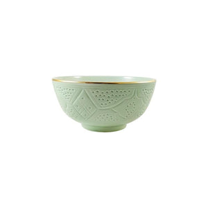 SET OF CERAMIC BOWLS IN GREEN ALMOND GOLD